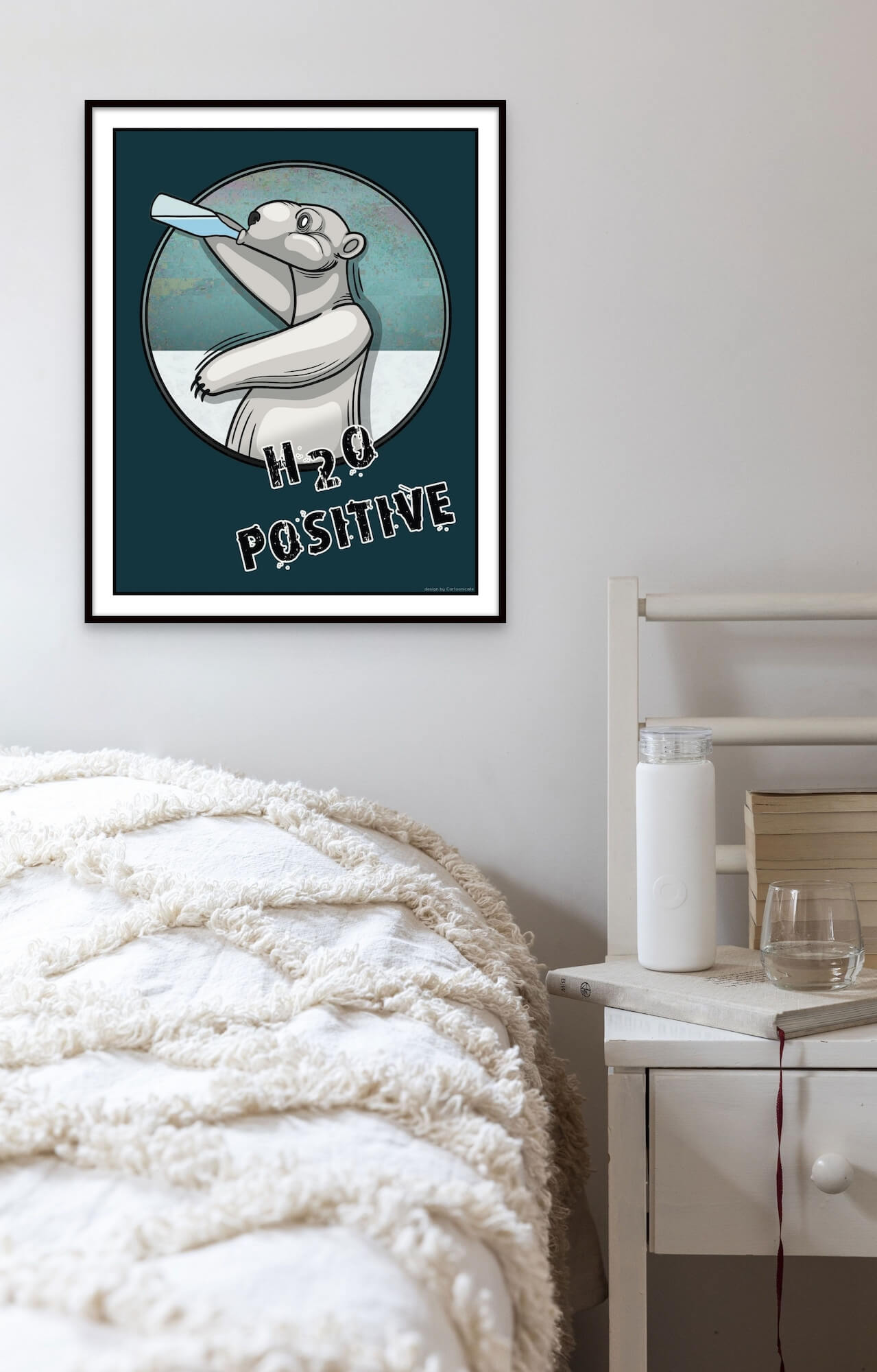 H2O Positive isbjørntegning på interiørplakat, poster art