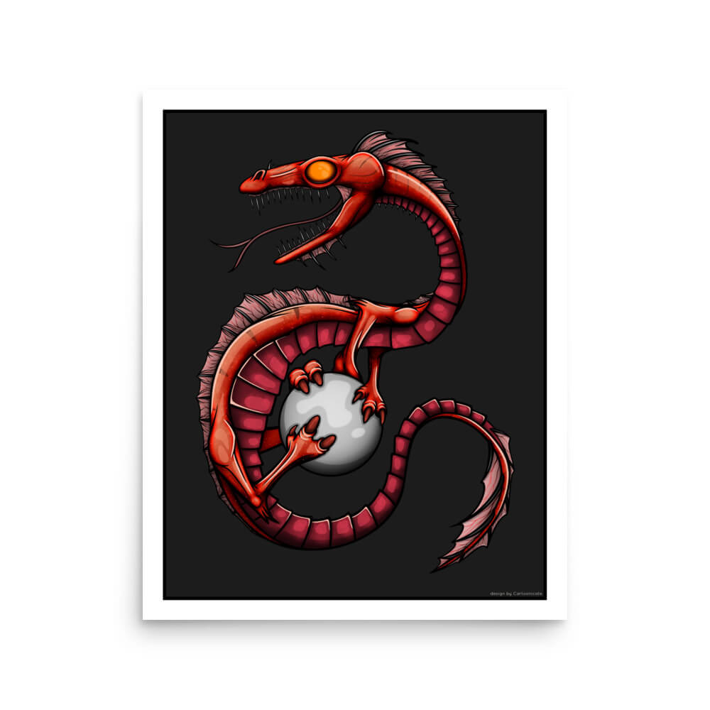 Kunstplakat med dragedesign i cartoon stil, poster