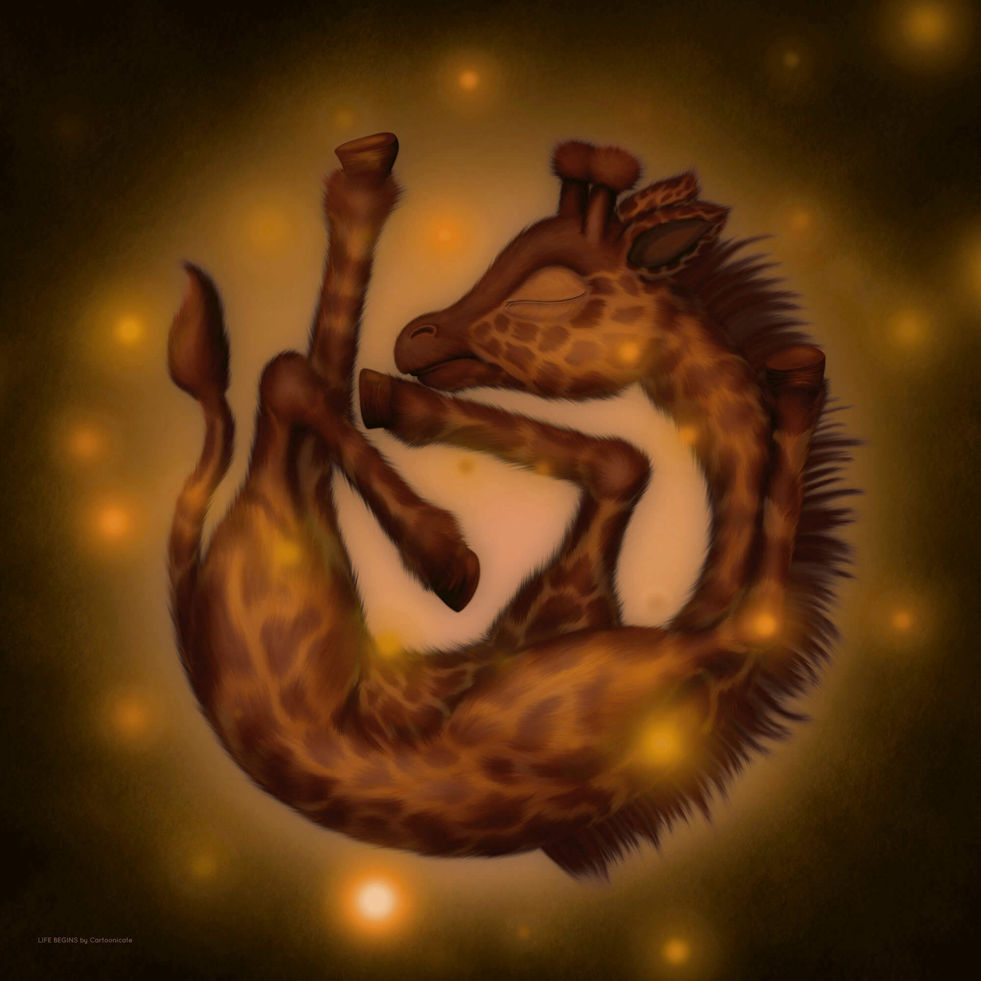Gul baby giraff kunstplakat, barnerom poster