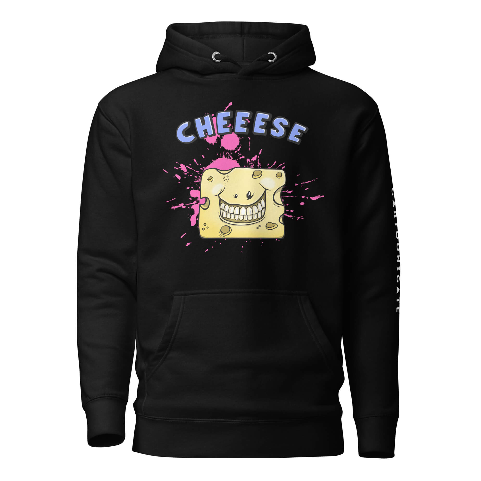 Cheese sort hettegenser, håndtegnet design