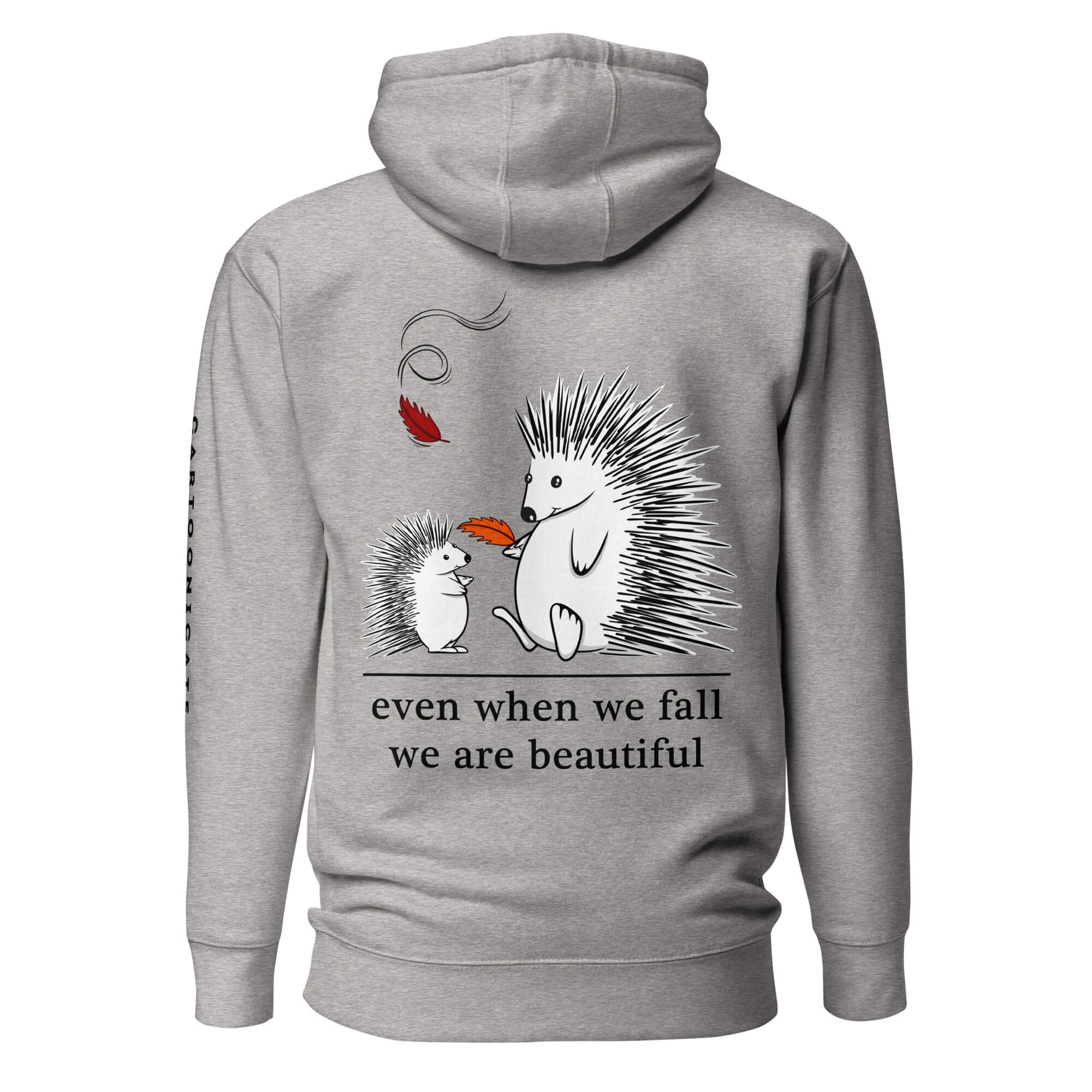 Even when we fall we are beautiful grå hettegenser