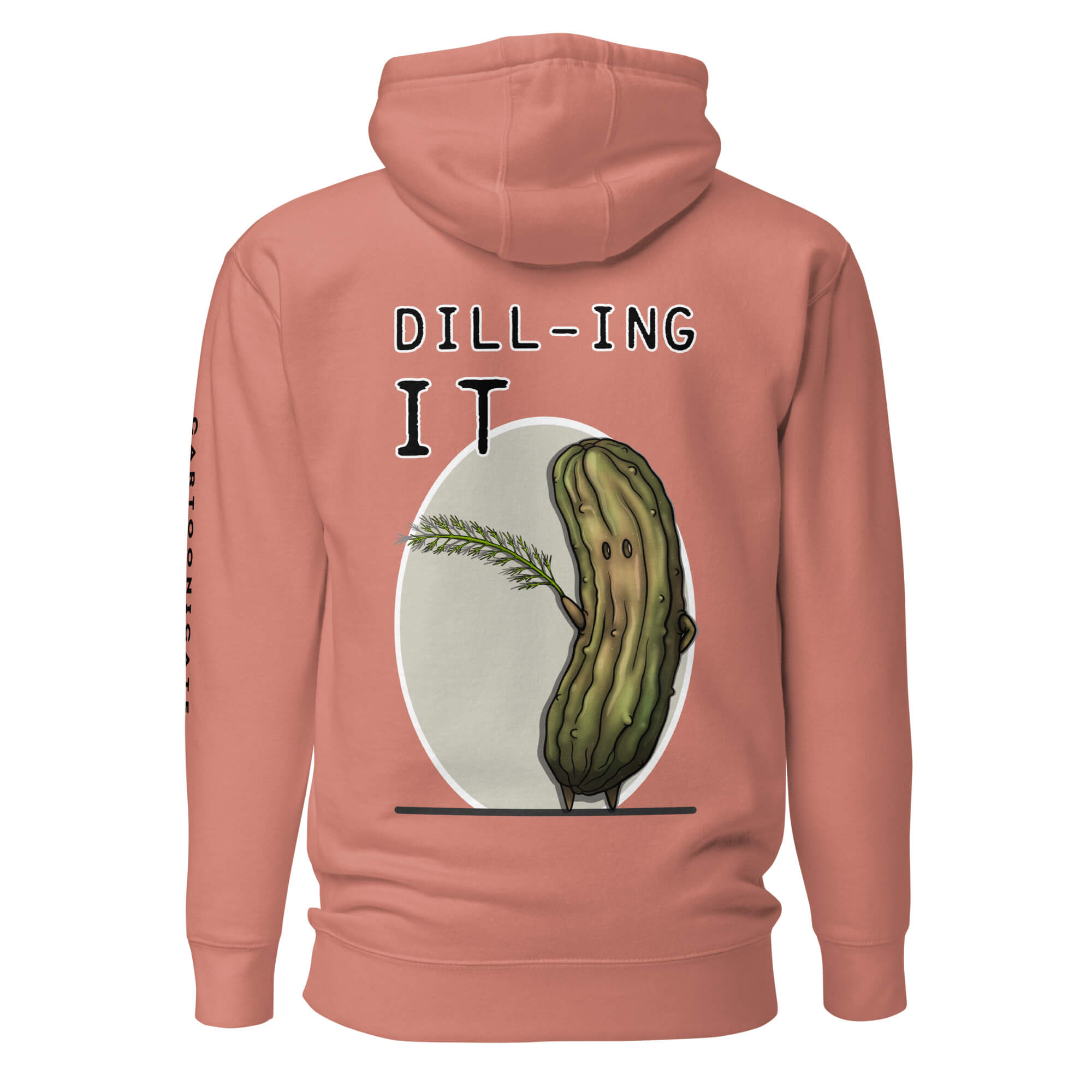 Perfekt pickle design på rosa hettegenser