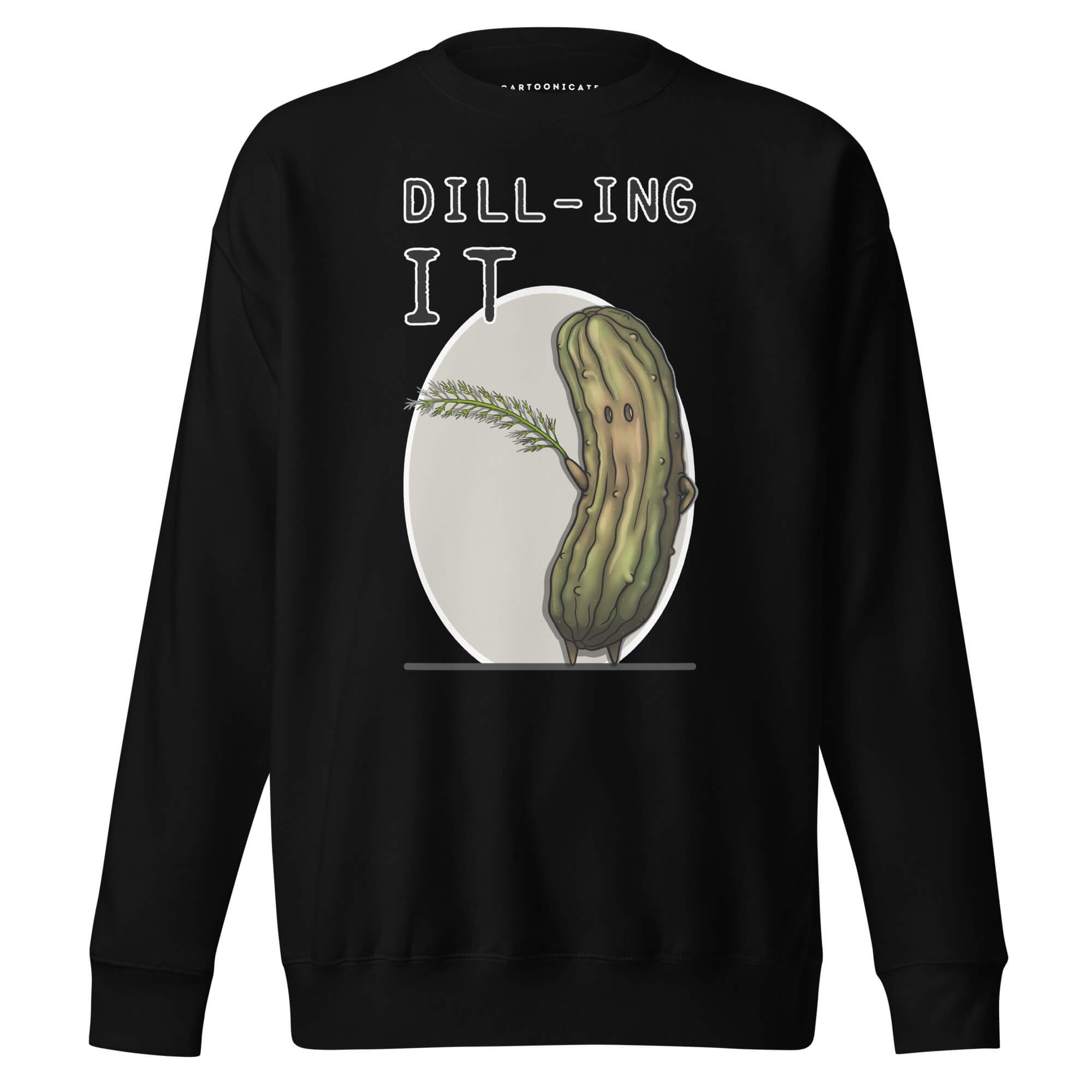 Perfekt pickle design på sort genser