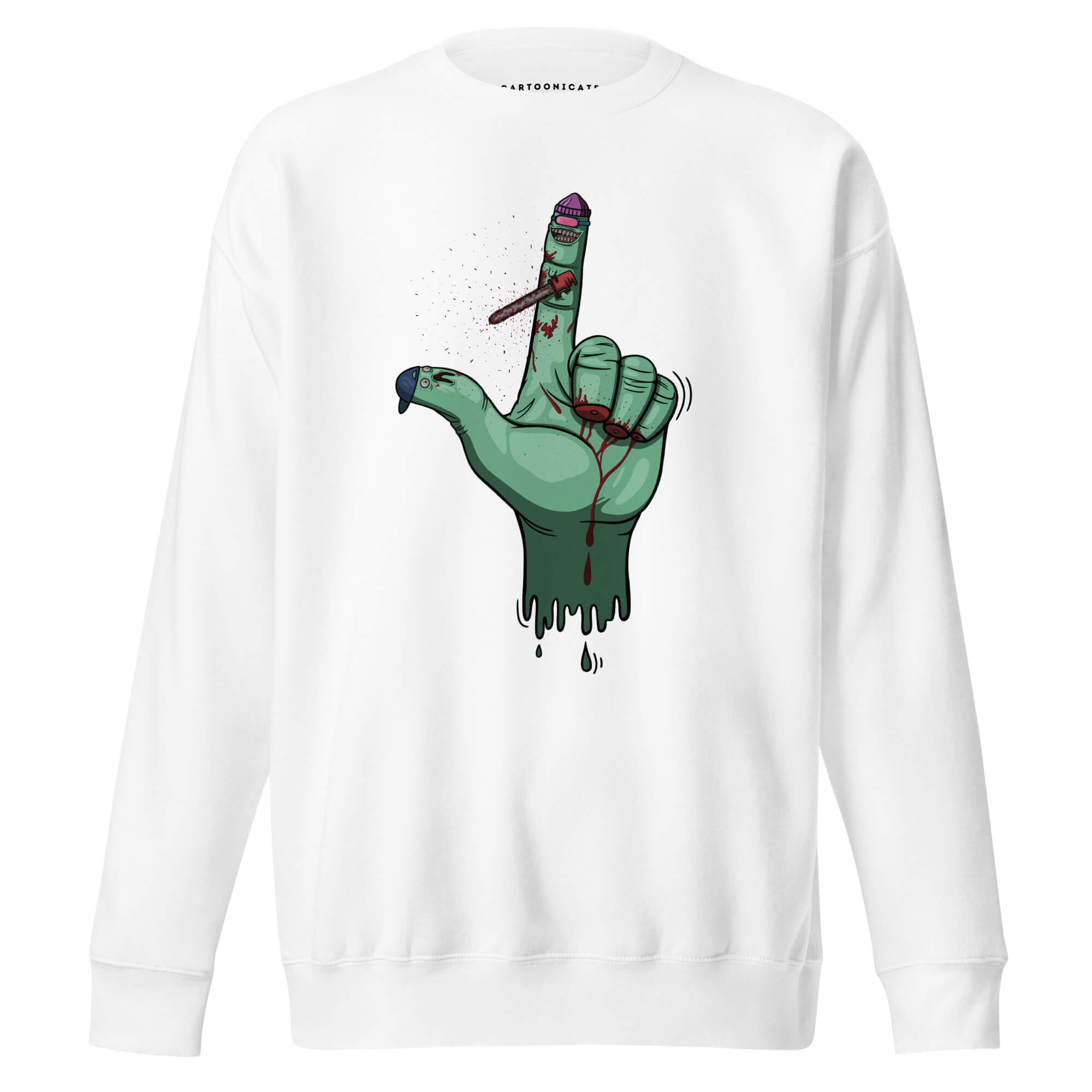 Perfekt Halloween design på hvit genser, horror finger