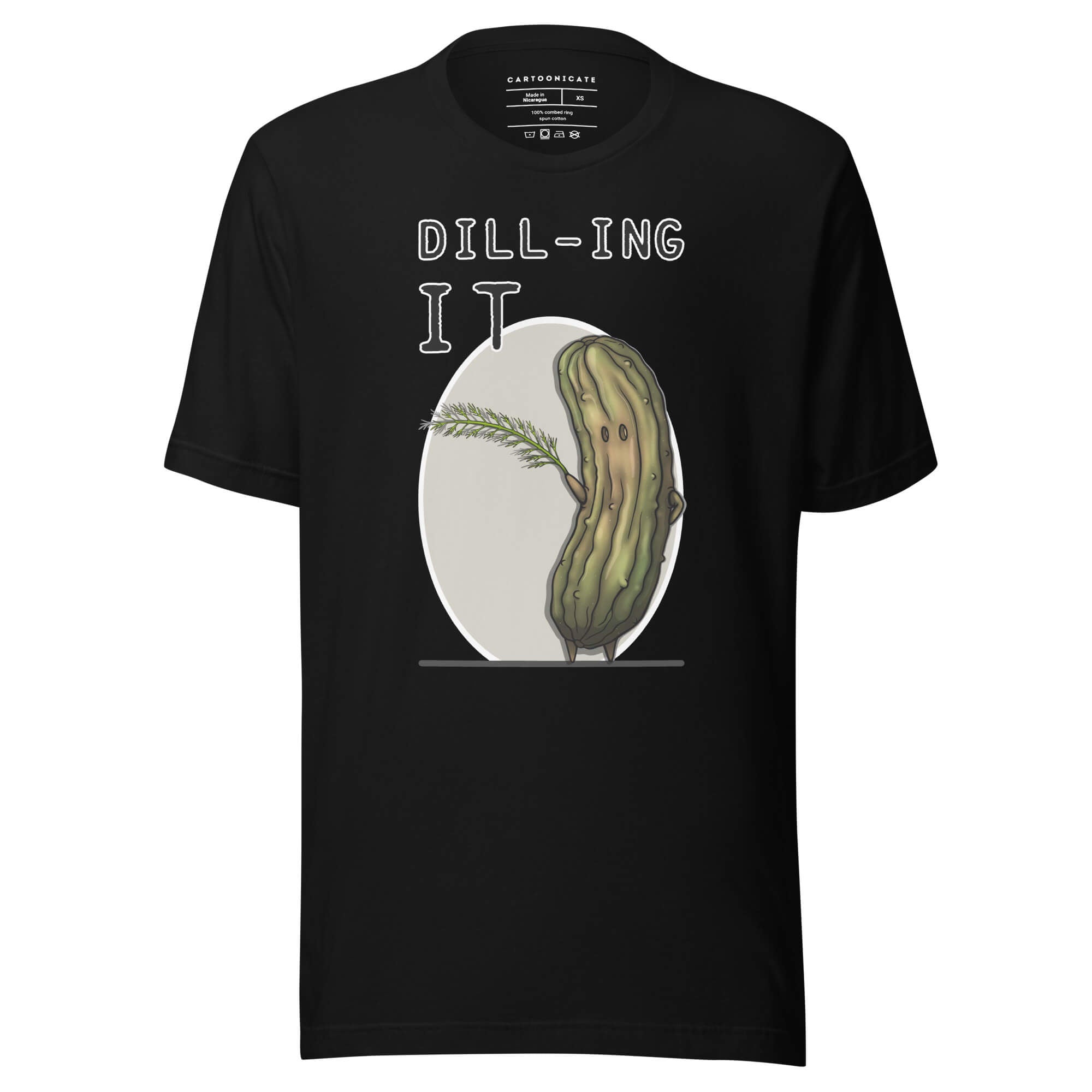 Perfekt pickle design på sort t-skjorte