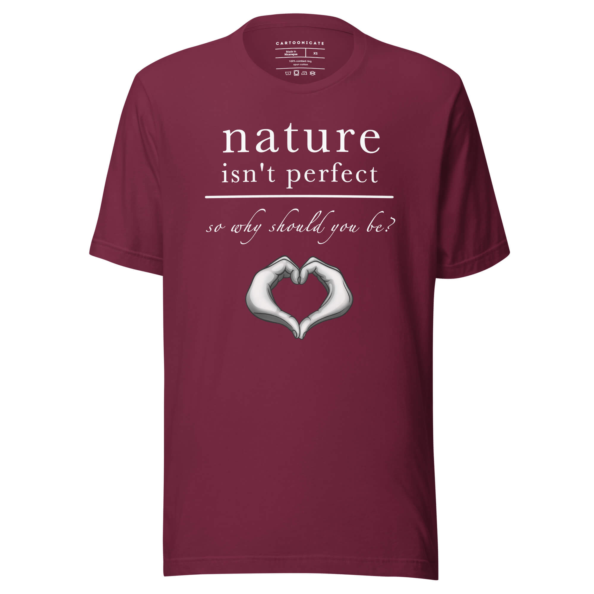 Nature isn't perfect so why should you be? Vinrød r-skjorte