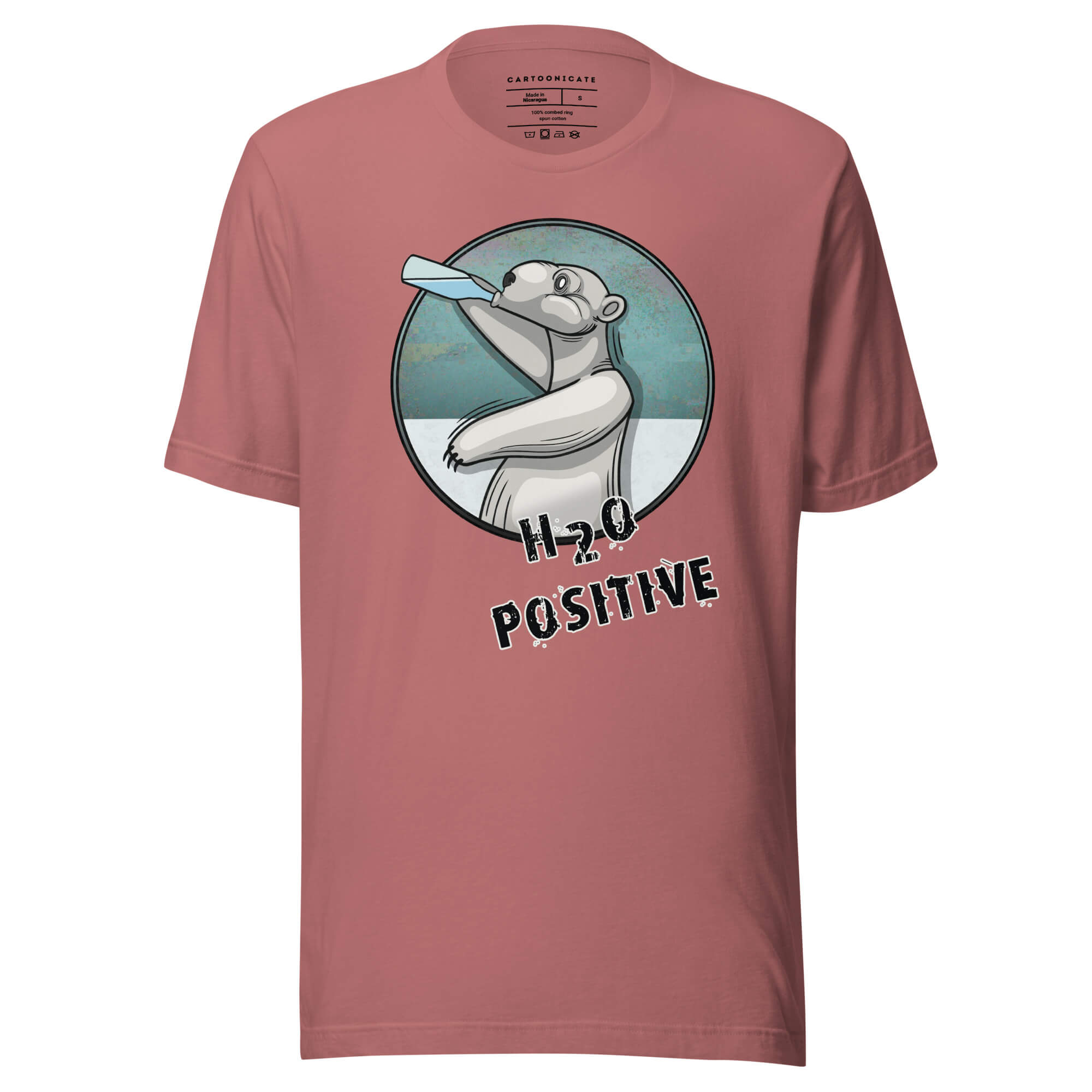 H2O Positive isbjørntegning på rosa t-skjorte