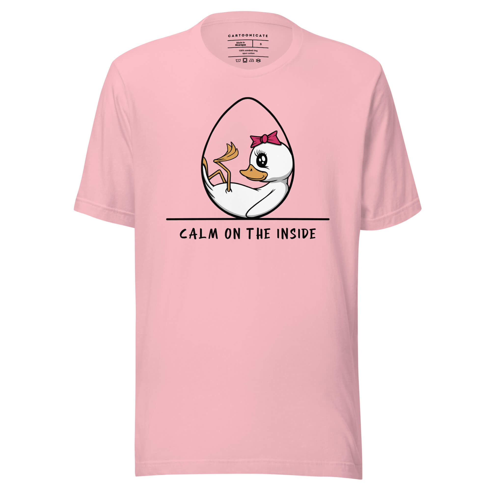 cartoon andunge med sløyfe på rosa t-skjorte